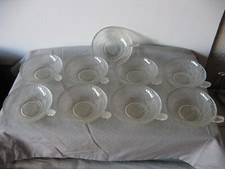 Ancien service à glace ou à fruits en verre moulé Art déco vers 1930