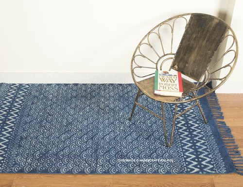 Tapis dhurrie plat tissé boho - plat,