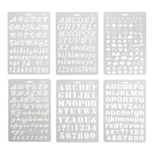 Lot de 6pcs Pochoirs Alphabet Pochoirs Calligraphie Lettres et Chiffres Pocho...