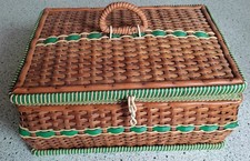 BOÎTE À OUVRAGE PANIER À COUTURE VINTAGE EN OSIER