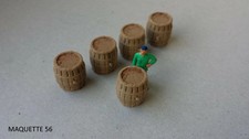 ho lot 5 barriques tonneaux Ech 1/87 pour décor train diorama bateau maquette