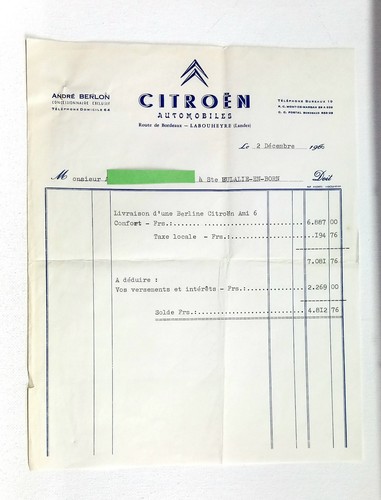 Facture berline citroen ami - berline,