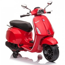 Moto Électrique Enfant Piaggio Vespa Sprint 12V Avec Lumières LED Et Sons Rouge
