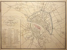 Carte ancienne 1812 Plan de Paris France Cité Napoléon Presse Gravure sur acier