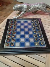 Rare Jeu D'échecs En Etain Franklin Mint