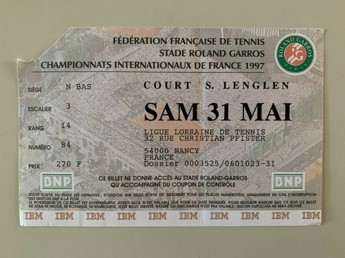 Ticket roland garros 1997 - roland,