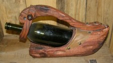 C2T3- VINTAGE porte bouteille de vin forme sabot en bois