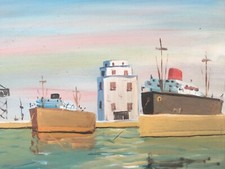 Huile sur panneau signée Chantier Naval saint-nazaire Bretagne Loire atlantique