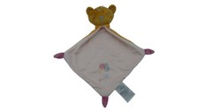 Doudou ours plat 35 cm Mots d’Enfants marron rose