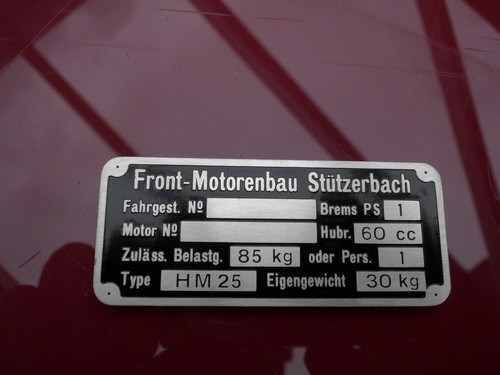 Plaque identification avant - d'identification,