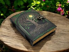 Grand journal en cuir Grimoire, journal imprimé Tree of Life, livre de...