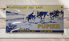 Plaque émaillée CHOCOLAT PUPIER au lait de vache - 30*15 cm - emailshilder