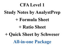 AnalystPrep CFA Level 1 Study Notes with Formula Sheet and Ratios Sheet