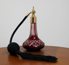 VAPORISATEUR CRISTAL, ancien vaporisateur, cristal, rouge rubis, parfum .