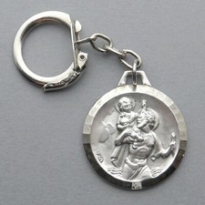 Saint Christopher and Jesus. Vintage Religious Key Ring. French Medal.