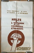 AFFICHE ANCIENNE PROPAGANDE HALTE EXPULSION ÉTRANGERS BEAUX ARTS MAI 68