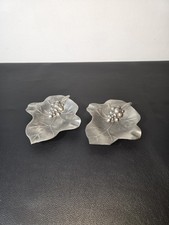 Paire de coupelles décoratives forme feuille de vigne en étain – 14×12 cm