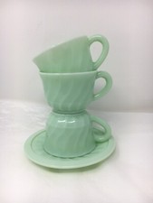 3 Tasses Opaline Vert Pastel +