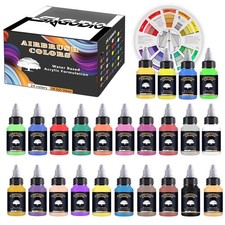 Peinture Aérographe 24 Couleurs 30 ml - Modèle prêt à l'emploi pour Airbrush，...