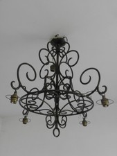 ancien plafonnier gothique bougie rustique forgé main forgé château manoir