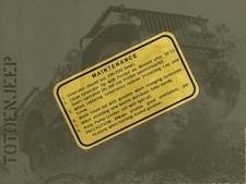 DECAL DECALCOMANIE  LAMPE COLEMAN 1945 MAINTENANCE  . jeep willys dodge us  ww2