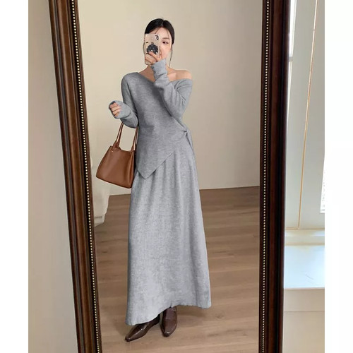 Ensemble gris clair pull long - gris,