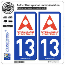 2 Stickers autocollant plaque immatriculation : 13 Aubagne - Tourisme