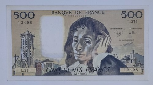 Billet 500 francs pascal - pascal, émis