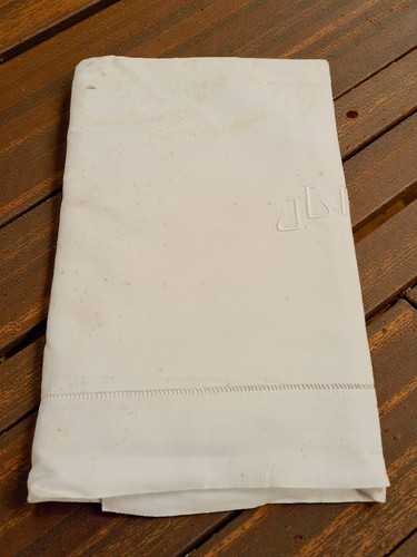 Drap lit ancien brodé - drap, de