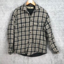 Arrow Blue Jeans Co Shirt Jacket Shacket gris beige Blue Plaid Flannel M homme