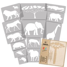 14 pochoirs en plastique réutilisable / 34cm à 8cm / ANIMAUX D'AFRIQUE - SAVANE