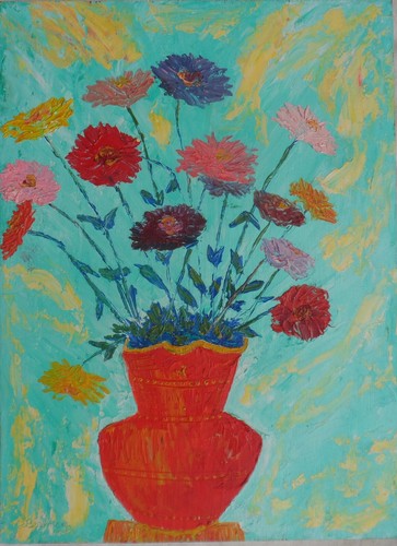 Peinture sur bois bouquet - , de