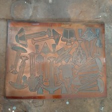 Ancienne Matrice D'imprimerie Eau Forte Cuivre Ou Fonte