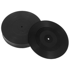 12 Porte-verres Disques Vinyles Ronds Noirs - Protège Table Contre Rayures