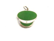 1960's Cap Hat Green & White Enamel Charm 61814