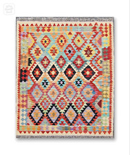 Tapis kilim en laine tissé à la main style ancien 206 x 152 cm