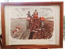 Ancienne affiche scolaire MDI cerf-volant, enfants,tracteur champs B