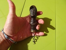 TIRE BOUCHON EN BRONZE TETE DE JOCKEY HIPPISME CHEVAL