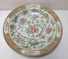 cassée assiette ancienne ceramique asie 19 eme porcelaine no canton famille rose