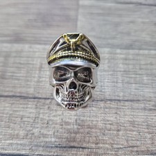 Bague tête de mort argentée dorée – Rock, biker, goth – Taille ajustable