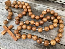 très grand chapelet perles 2,5cm bois d’olivier   1,05m