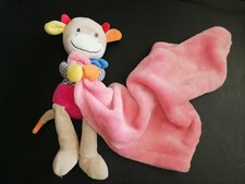 Doudou  peluche  vache couverture polaire rose Nicotoy Etat neuf