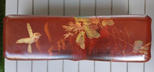 Ancienne boite ou coffret à gants laquée, Japon décor oiseau et fleurs