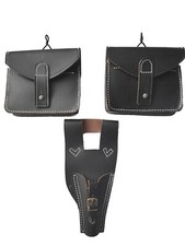 Lot de 3 Cartouchières Lebel cuir Noir+ porte baïonnette  WW1 REPRODUCTION 