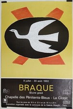 Braque Oeuvre gravé 1992 Affiche Originale Exposition Abstrait