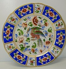 -BELLE ANCIENNE ASSIETTE CERAMIQUE FAIENCE de CLAMECY NIEVRE décor MAIN XXe déco