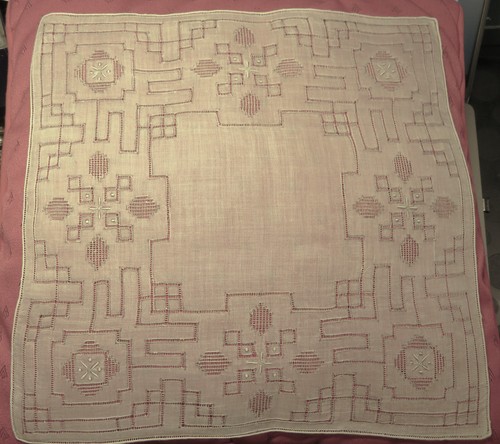 Mouchoir ancien lin broderie - ancien,