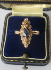 Bague marquise ancienne saphir