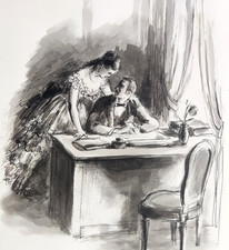 BERTHOLD-MAHN (1893-1975) Dessin original illustration Octave MIRBEAU 1935