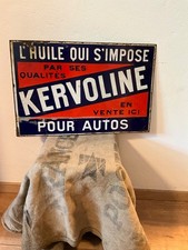 Plaque émaillée KERVOLINE l'Huile qui s'impose Potence double face